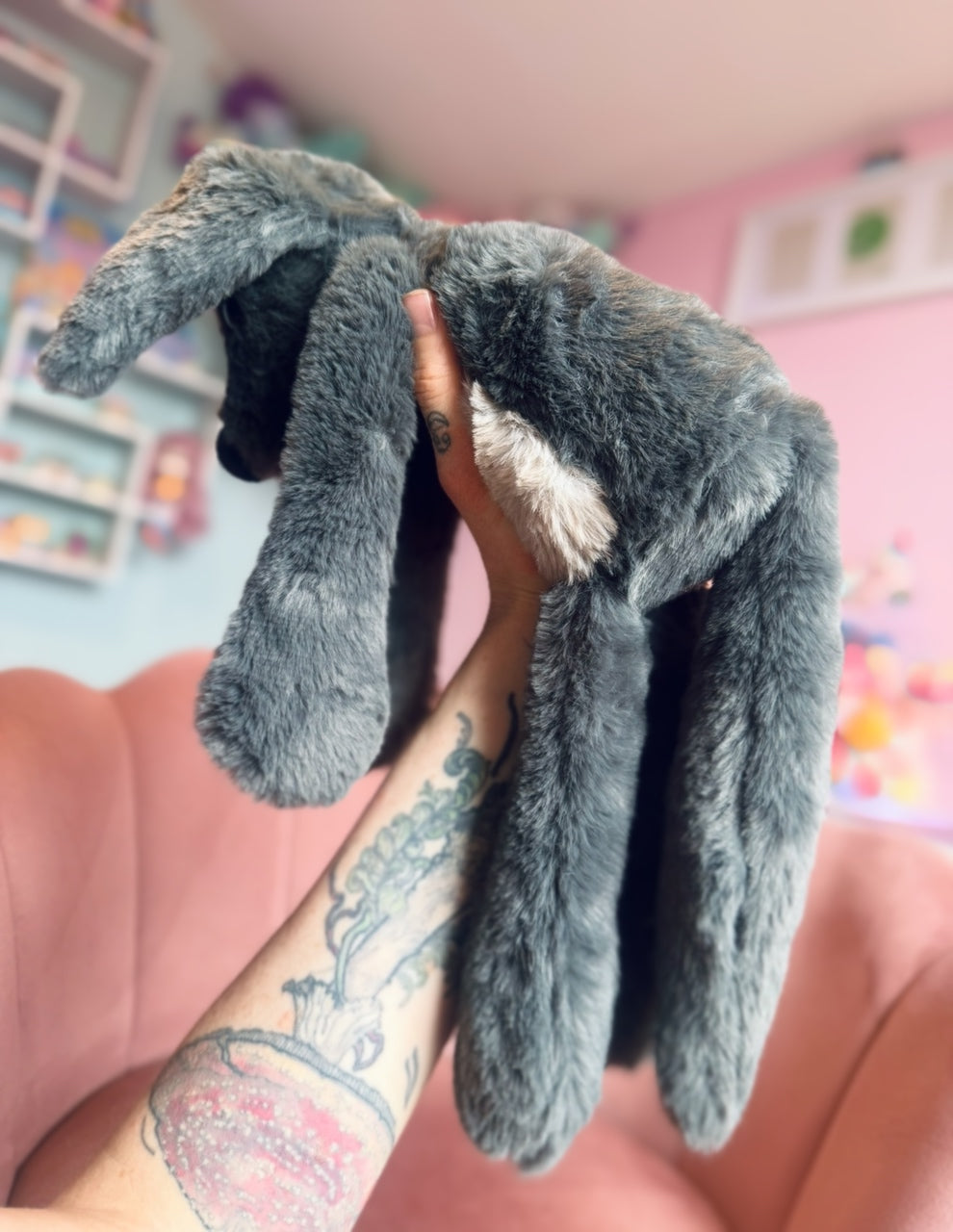 BIG GREY WOLF - Handmade Luxury Weighted Plush Fluffy Fox Doll