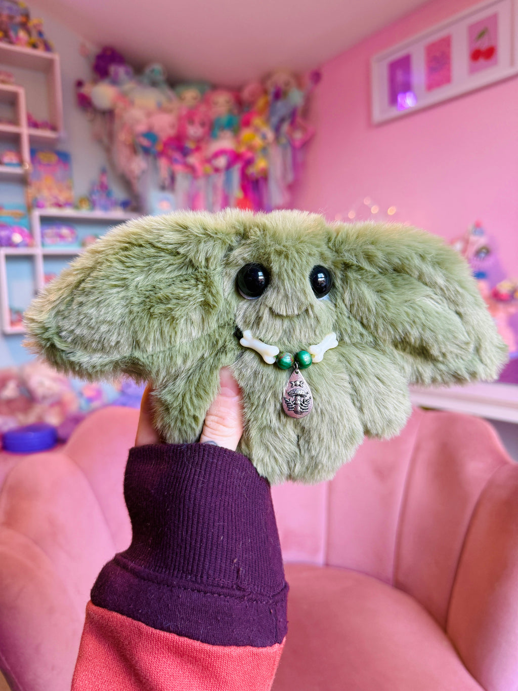 FOREST GOBLIN PALMPUFF (A) - Handmade Mini Luxury Weighted Doll