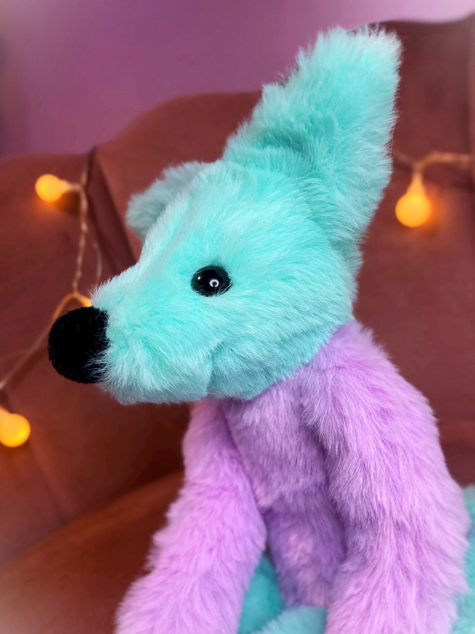 COSMIC COLOURBLOCK FOX (A) - Handmade Luxury Weighted Plush Fluffy Fox Doll