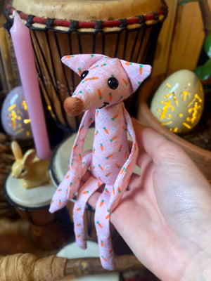 EASTER BUNNY FOX CUB - Handmade Weighted Cotton Fox Doll