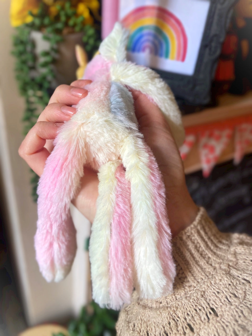 COTTON CANDY FLUFFY FOX CUB (C) - Handmade Weighted Plush Fox Doll
