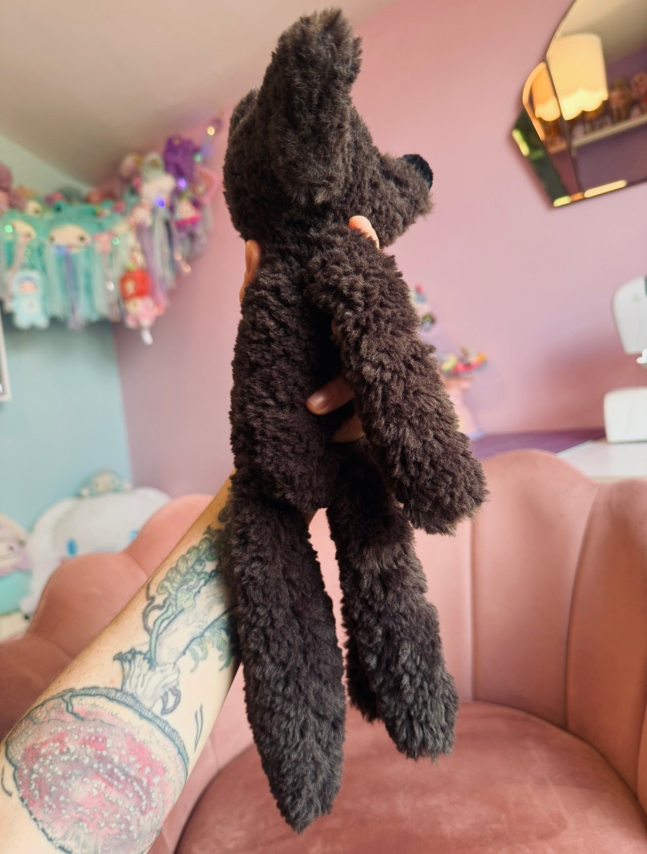 LARGE CURLY CHOCOLATE FOX (A) - Handmade Luxury Weighted Plush Doll