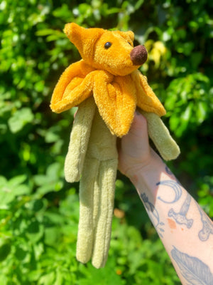 SUNFLOWER FOX CUB (B) - Handmade Weighted Plush Fox Doll