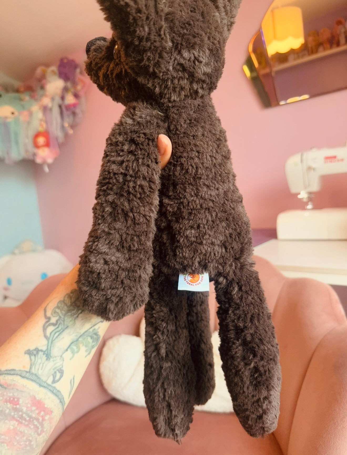 BIG CURLY CHOCOLATE FOX - Handmade Luxury Weighted Plush Doll