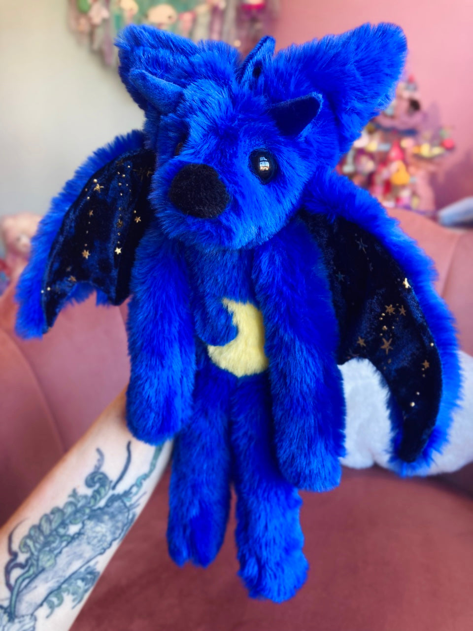 MIDNIGHT DRAGON FOX - Handmade Luxury Weighted Plush Fluffy Fox Doll