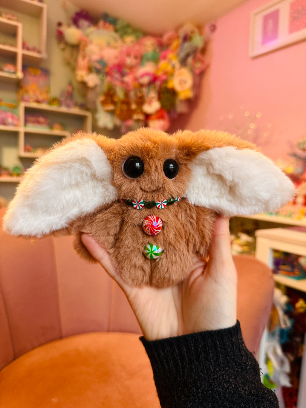 GINGERBREAD GOBLIN PALMPUFF - Handmade Mini Luxury Weighted Doll