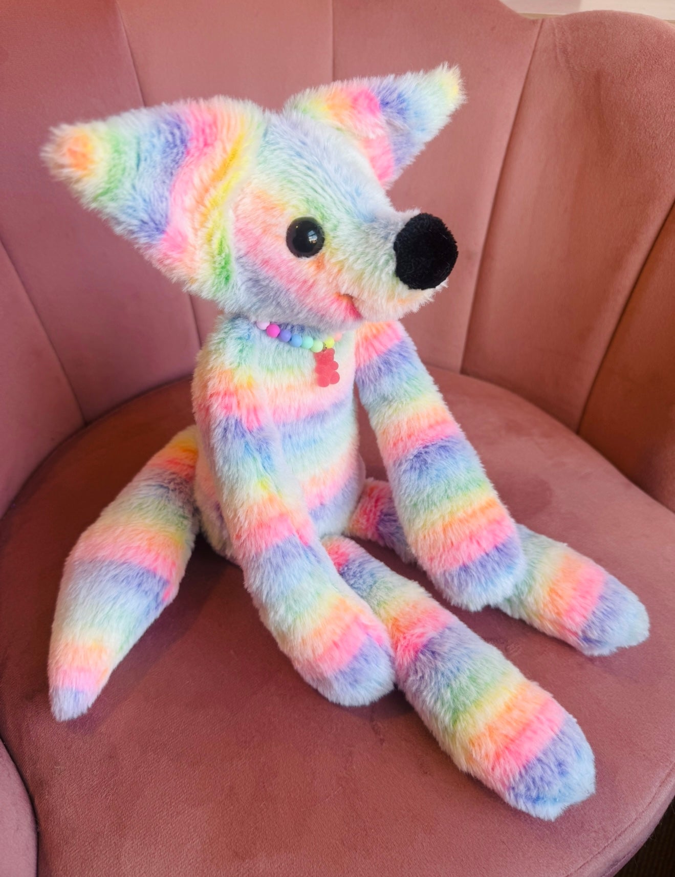 BIG RAINBOW SHERBET FOX - Handmade Luxury Weighted Fox Doll