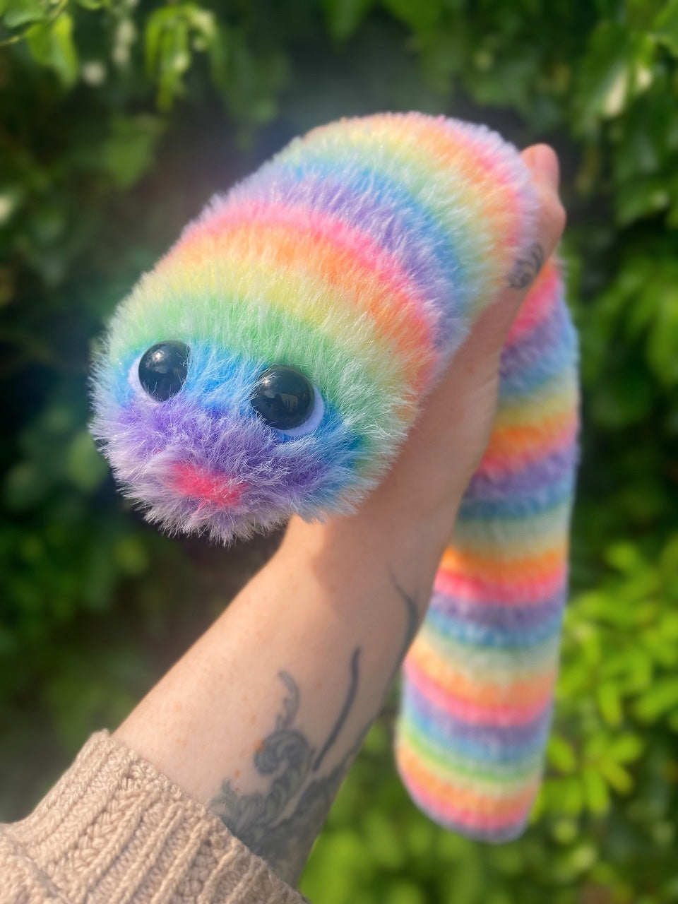 JUMBO SHERMAN WORMAN - Big Rainbow Sherbet Beanie Plush Worm