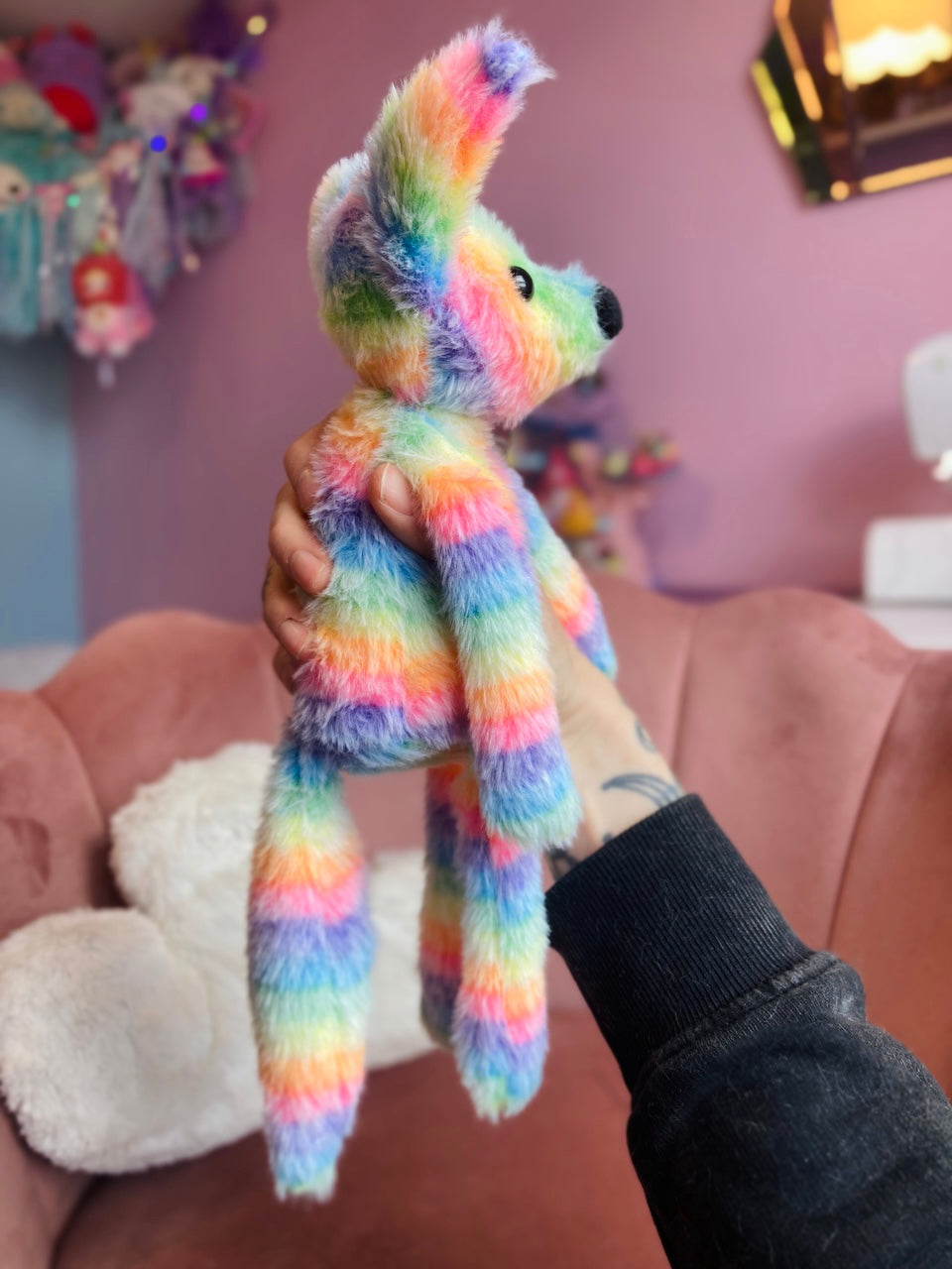 RAINBOW SHERBET FOX (C) - Handmade Luxury Weighted Fox Doll