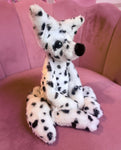 RESERVED - DALMATION FOX - Handmade Luxury Weighted Plush Fluffy Fox Doll