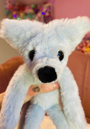 ICE BLUE FOX - Handmade Luxury Weighted Fox Doll
