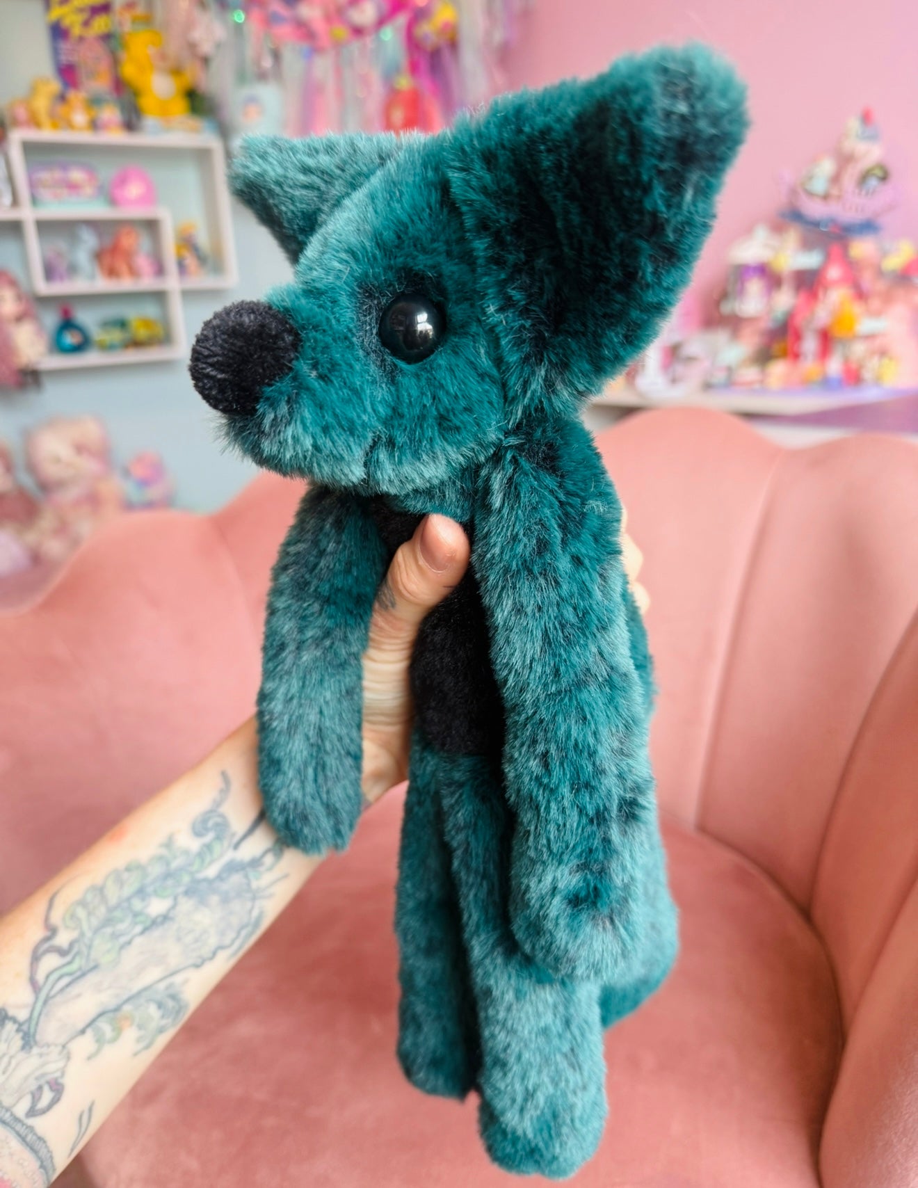 DARK FOREST FOX - Handmade Luxury Weighted Plush Fluffy Fox Doll