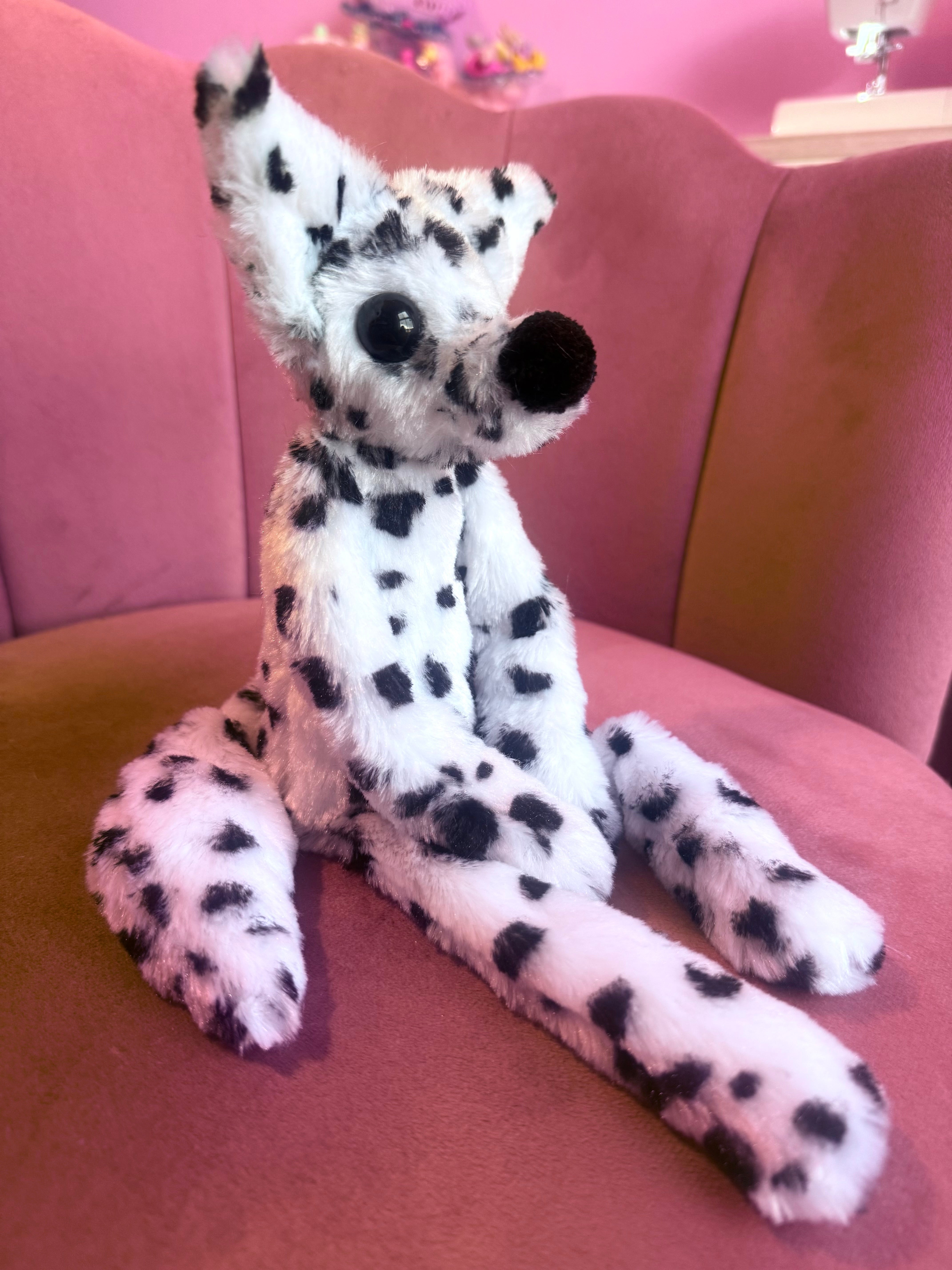 DALMATION FOX - Handmade Luxury Weighted Plush Fluffy Fox Doll