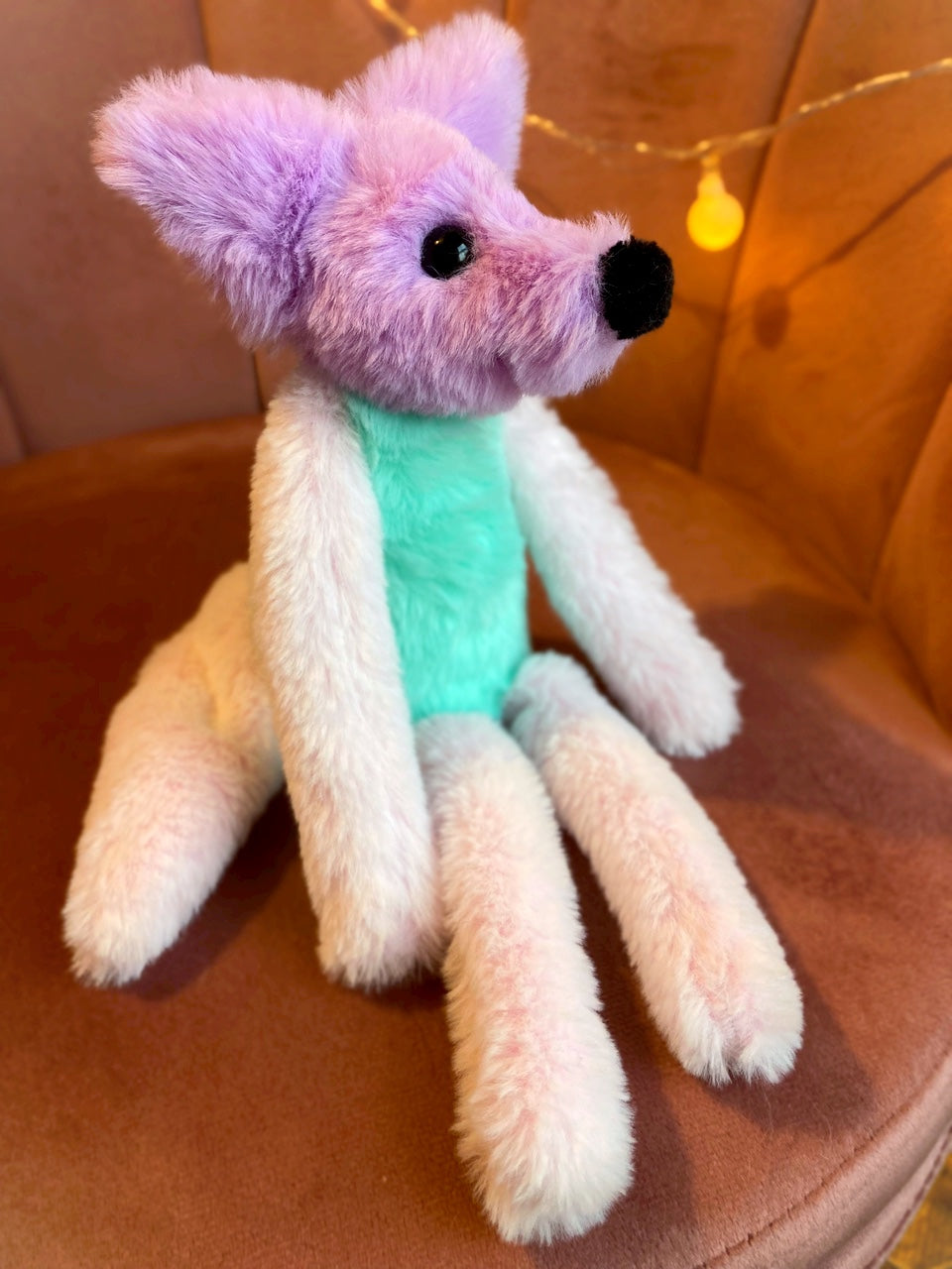 COLOUR BLOCK SORBET FOX - Handmade Luxury Weighted Plush Fluffy Fox Doll
