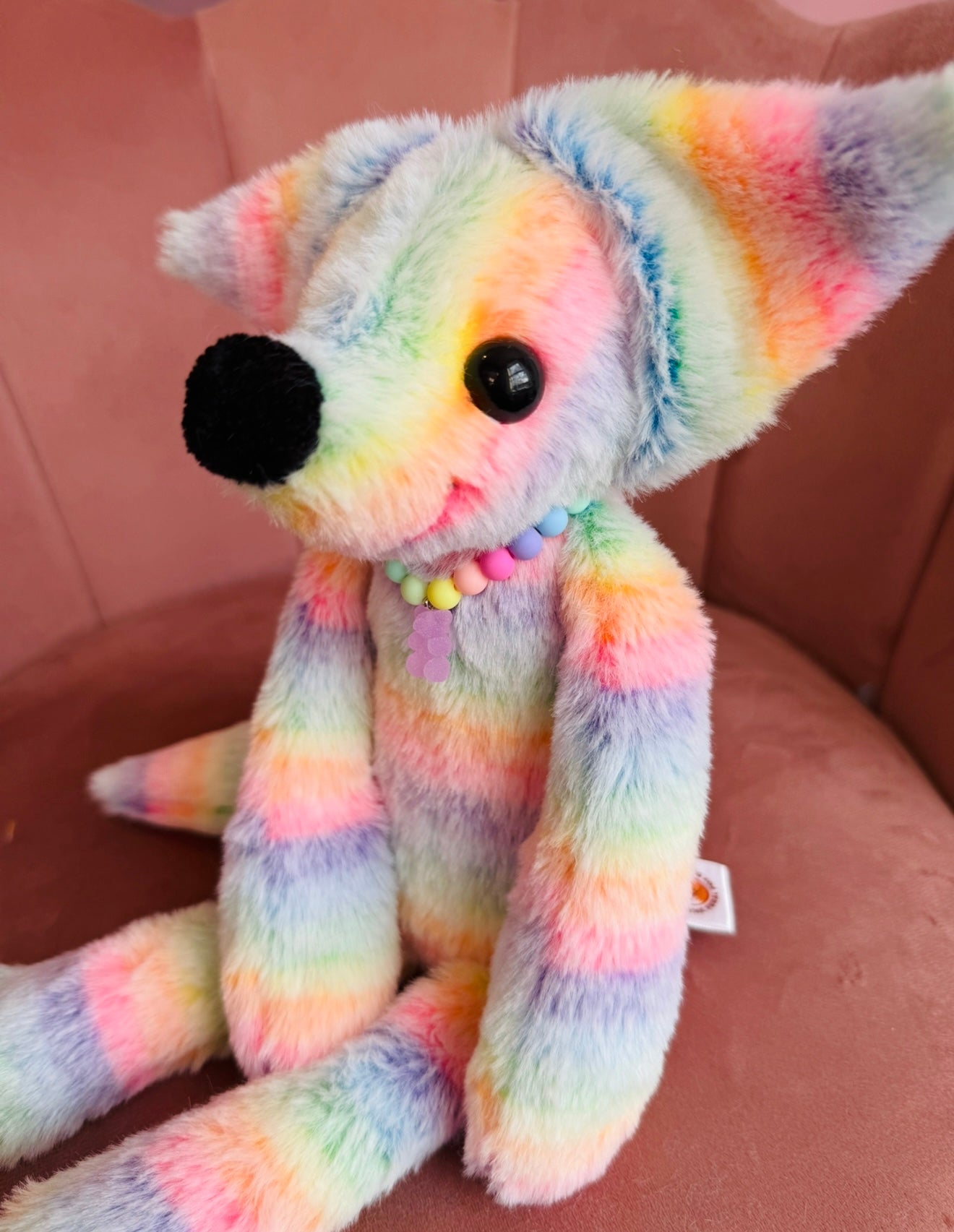 BIG RAINBOW SHERBET FOX - Handmade Luxury Weighted Fox Doll