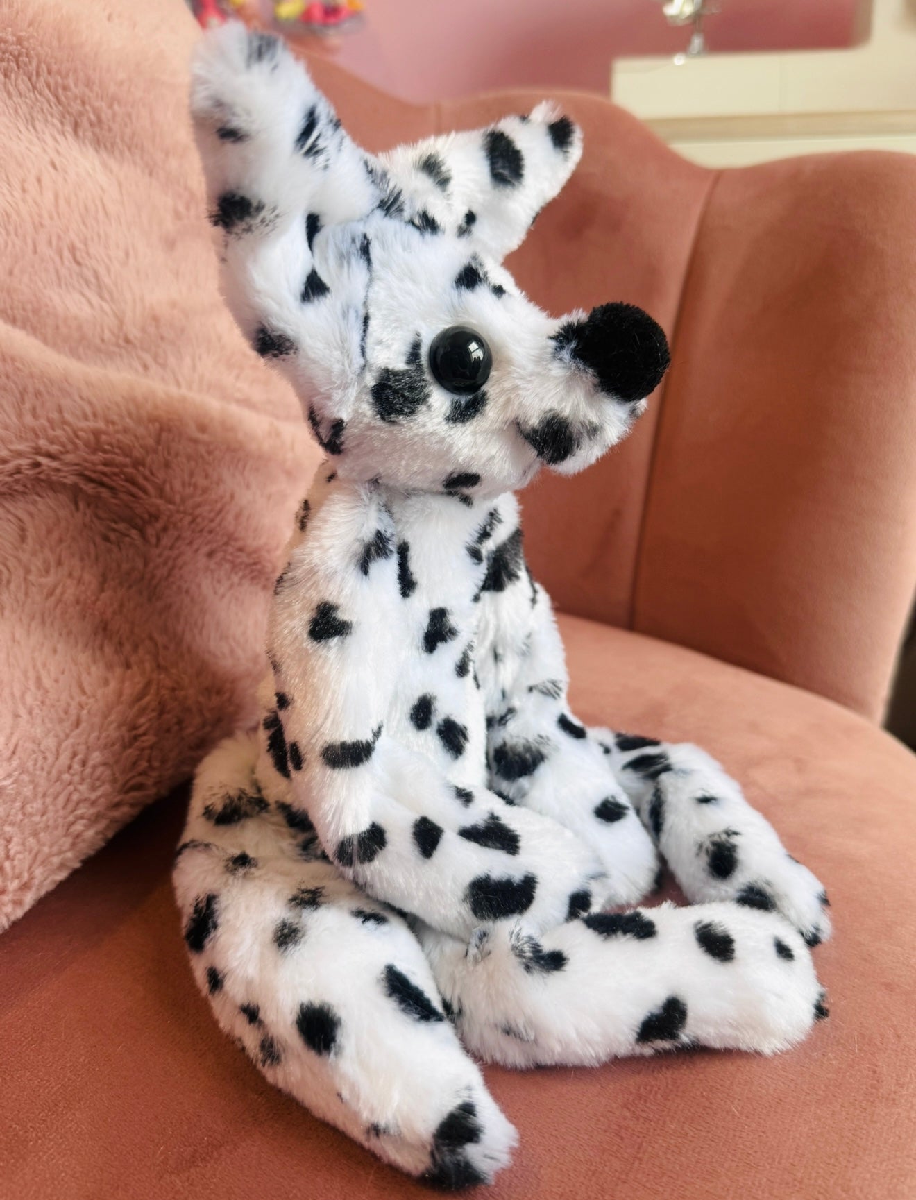 DALMATION FOX - Handmade Luxury Weighted Plush Fluffy Fox Doll