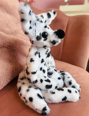 DALMATION FOX - Handmade Luxury Weighted Plush Fluffy Fox Doll