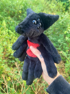 BLACK WIDOW SPIDERFOX - Handmade Luxury Weighted Plush Fluffy Fox Doll