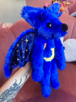 MIDNIGHT DRAGON FOX - Handmade Luxury Weighted Plush Fluffy Fox Doll