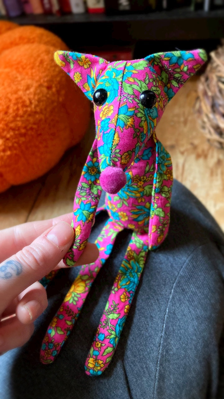 GARDEN PARTY FOX CUB (PINK) - Handmade Weighted Cotton Fox Doll
