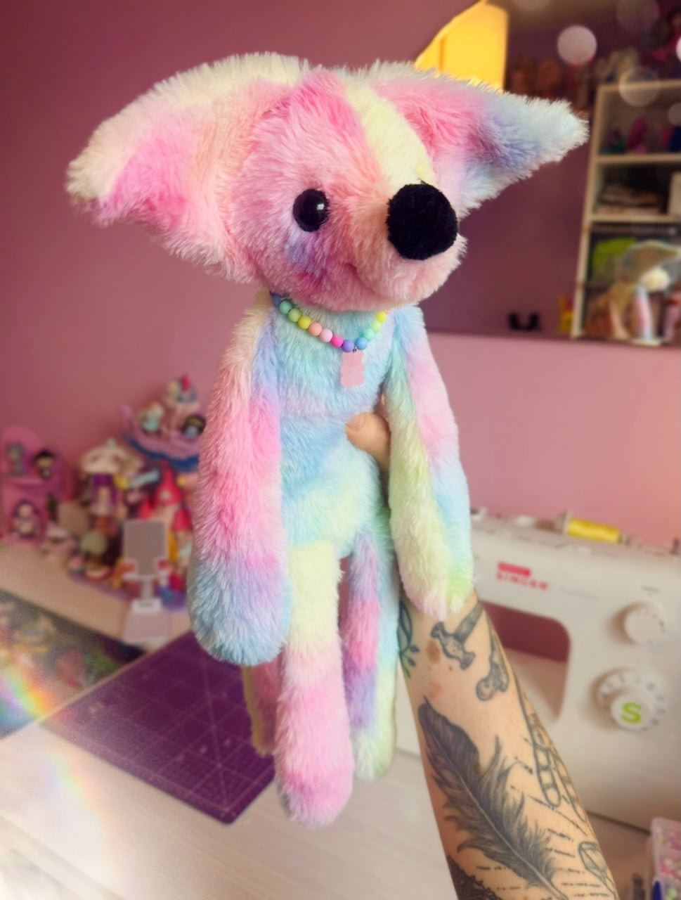 BIG COTTON CANDY FOX - Handmade Luxury Weighted Fox Doll