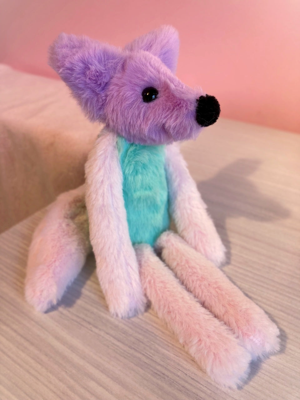 COLOUR BLOCK SORBET FOX - Handmade Luxury Weighted Plush Fluffy Fox Doll