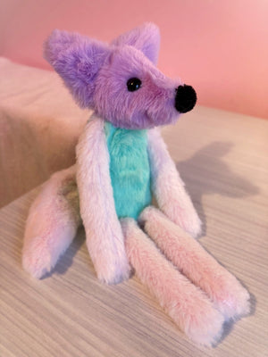 COLOUR BLOCK SORBET FOX - Handmade Luxury Weighted Plush Fluffy Fox Doll