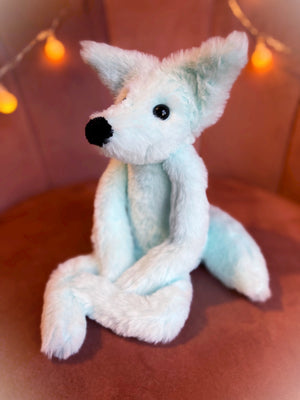 FROST FOX (A) - Handmade Luxury Weighted Plush Fluffy Fox Doll