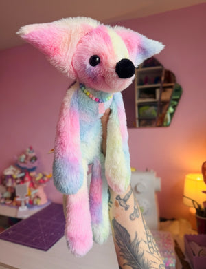 BIG COTTON CANDY FOX - Handmade Luxury Weighted Fox Doll