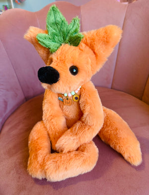 LARGE PUMPKIN PATCH FOX - Handmade Luxury Weighted Plush Fluffy Fox Doll