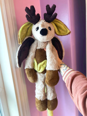XXL FLYING FOREST FAWN - Handmade Luxury Weighted Plush Fluffy Fox Doll