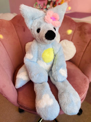 XL SPRING BLOOMS FOX - Handmade Luxury Weighted Plush Fluffy Fox Doll