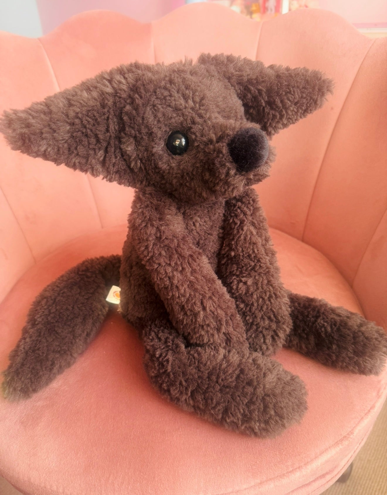 BIG CURLY CHOCOLATE FOX - Handmade Luxury Weighted Plush Doll