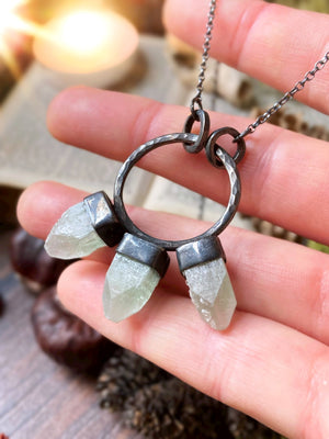 WOLF MOTHER Handmade Sterling Silver Necklace with Green Apophyllite