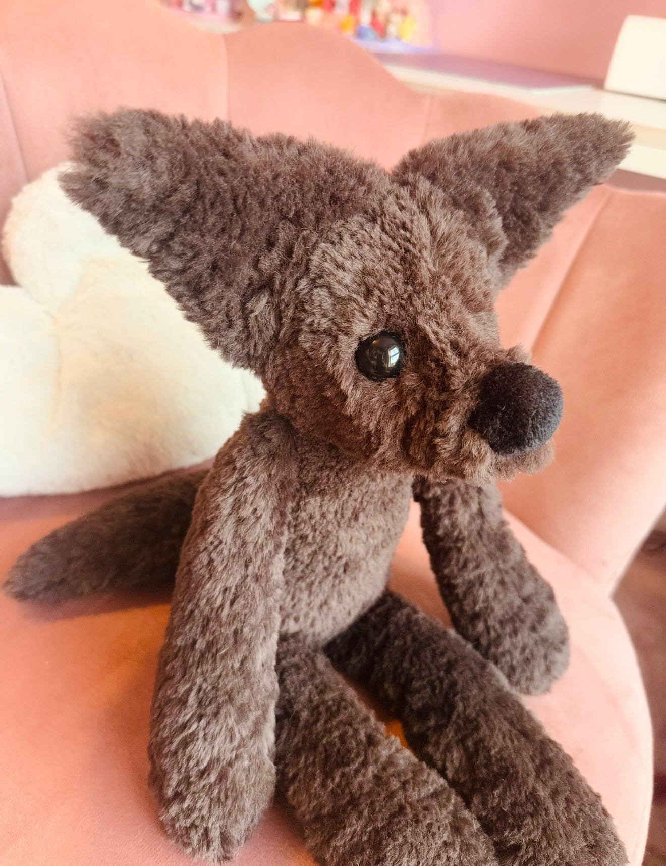 BIG CURLY CHOCOLATE FOX - Handmade Luxury Weighted Plush Doll