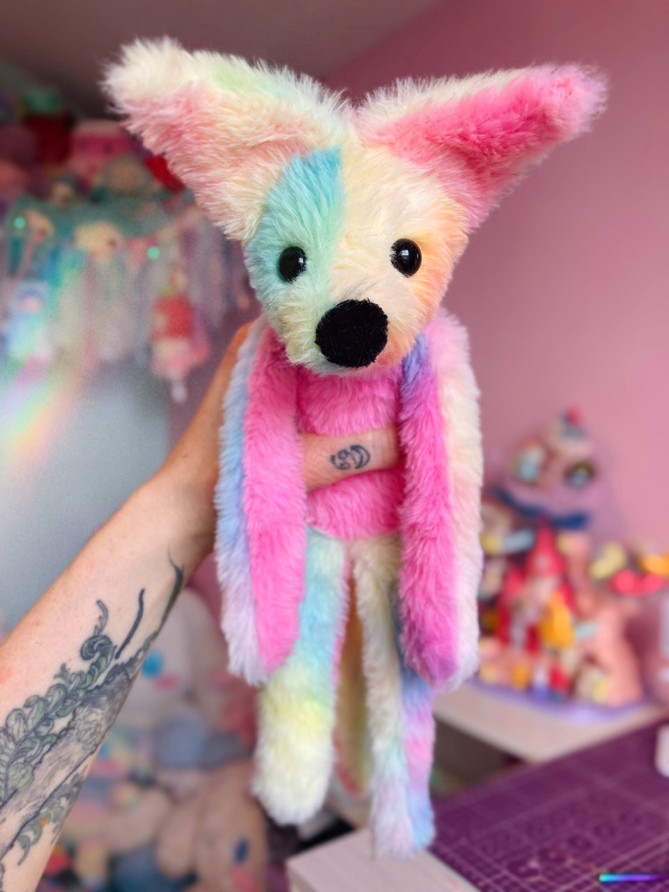 COTTON CANDY FOX (B) - Handmade Luxury Weighted Fox Doll