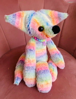 BIG RAINBOW SHERBET FOX - Handmade Luxury Weighted Fox Doll