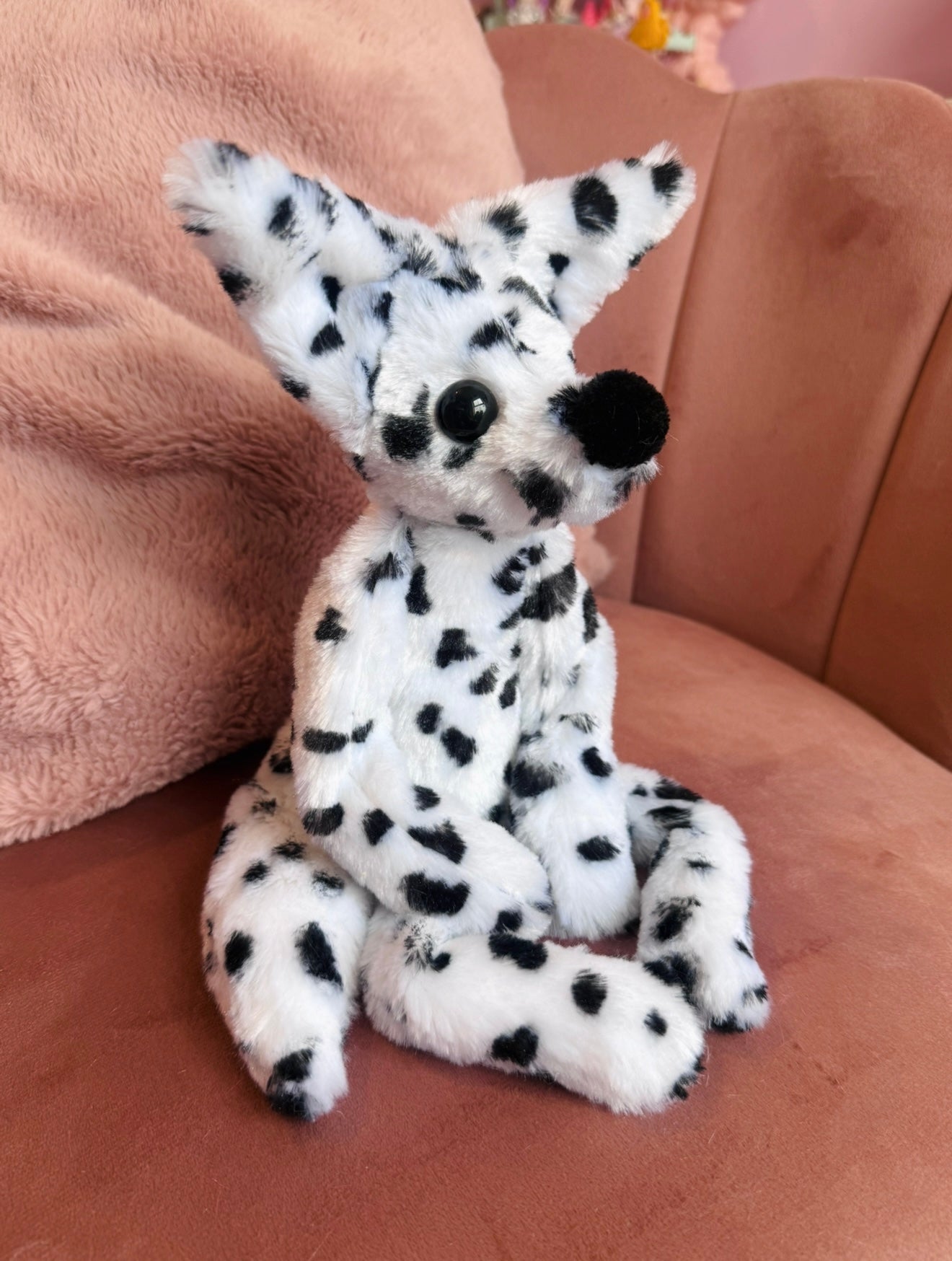 DALMATION FOX - Handmade Luxury Weighted Plush Fluffy Fox Doll