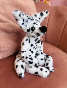 DALMATION FOX - Handmade Luxury Weighted Plush Fluffy Fox Doll
