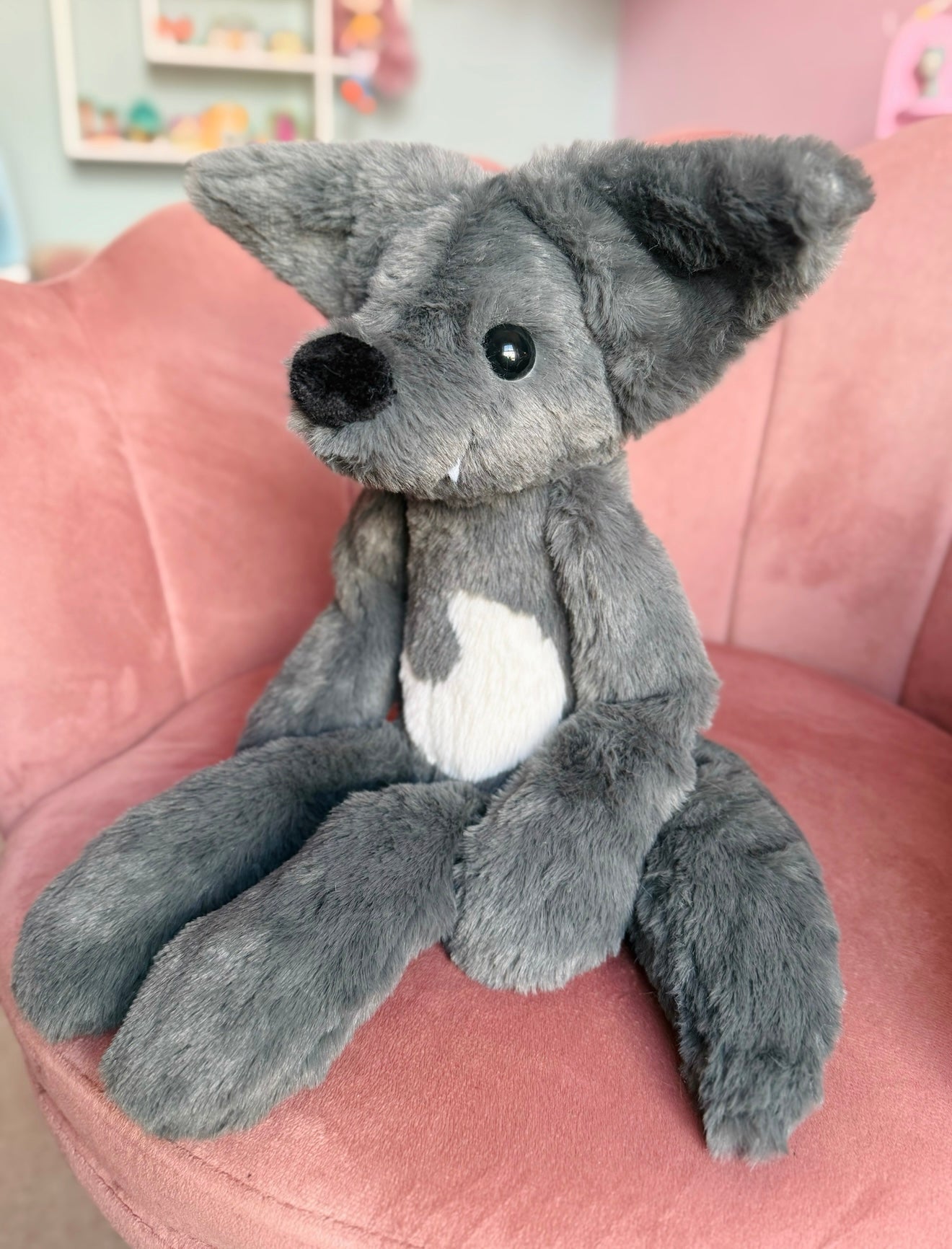 BIG GREY🌙WOLF - Handmade Luxury Weighted Plush Fluffy Fox Doll