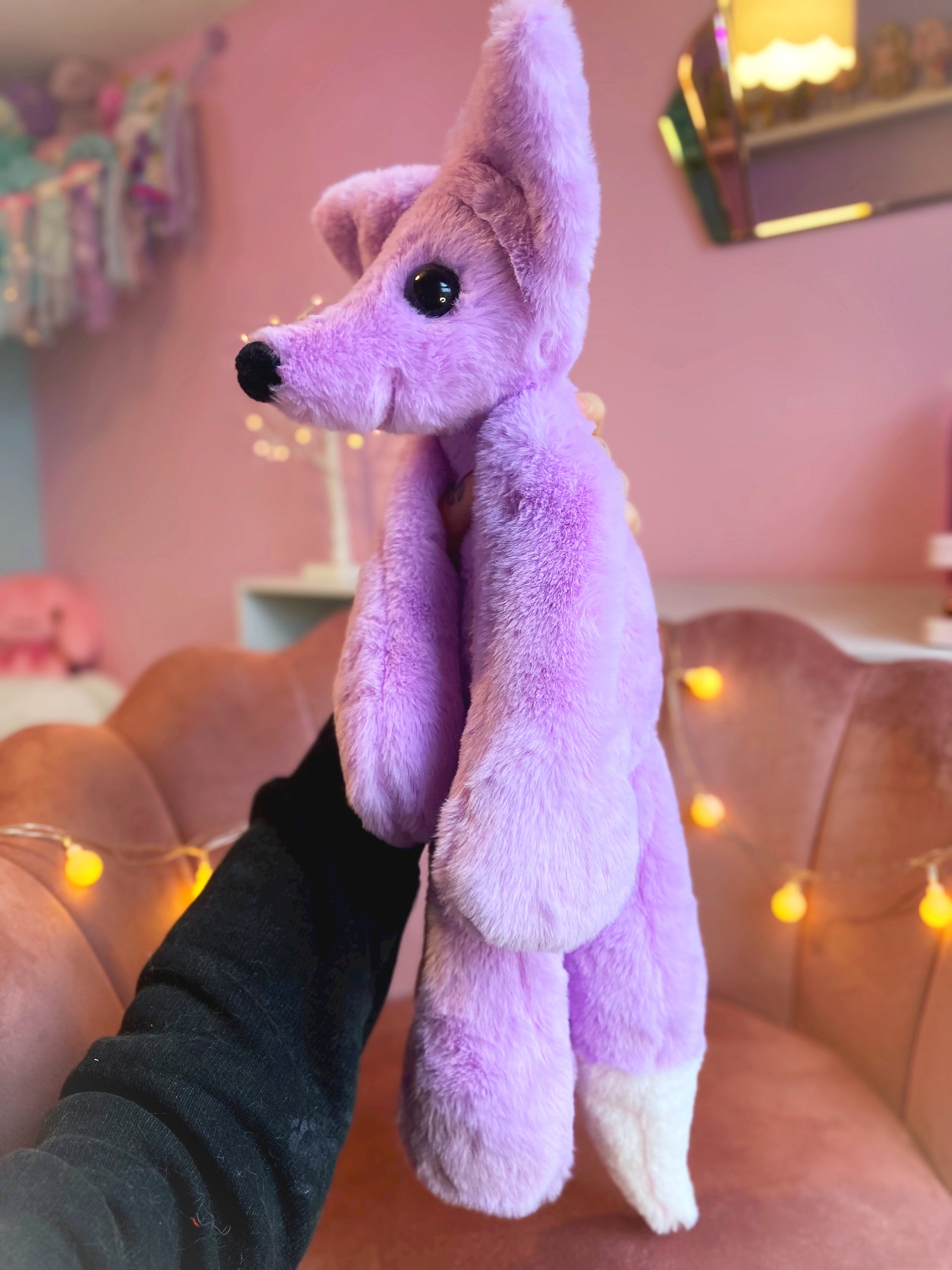 XL LAVENDER FOX - Handmade Luxury Weighted Plush Fluffy Fox Doll