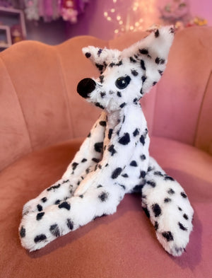 RESERVED - DALMATION FOX - Handmade Luxury Weighted Plush Fluffy Fox Doll