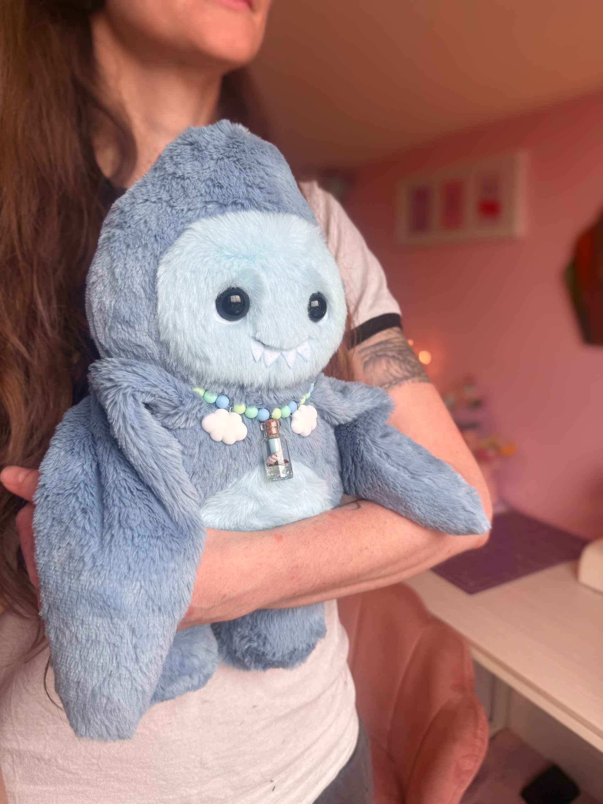 PUDDLECHOMP THE SHARK PUDGEPUFF - Handmade Weighted Pumpkin Doll