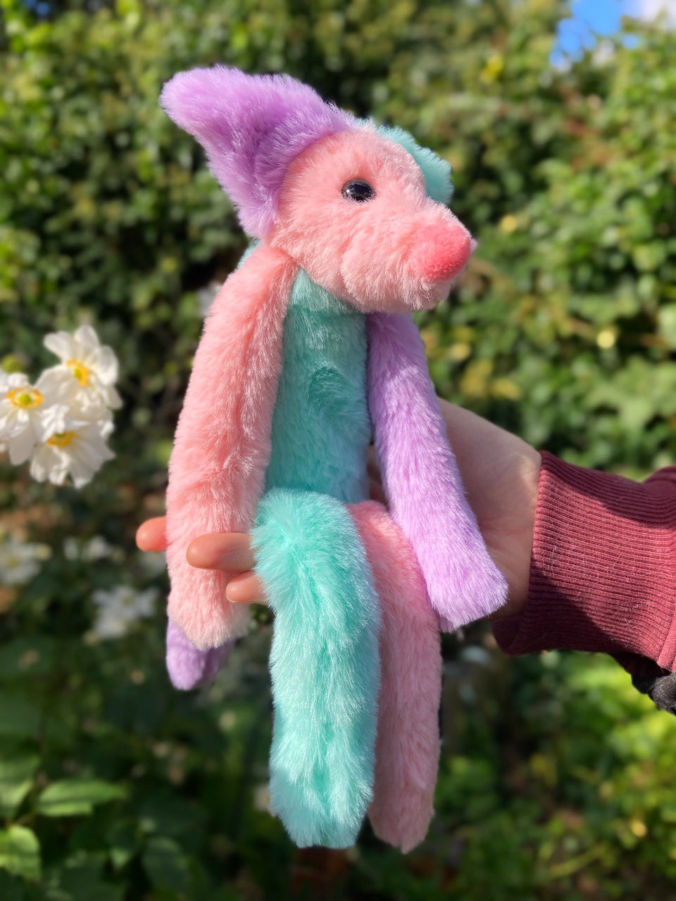 COLOUR BLOCK SORBET FOX (B) - Handmade Luxury Weighted Plush Fluffy Fox Doll