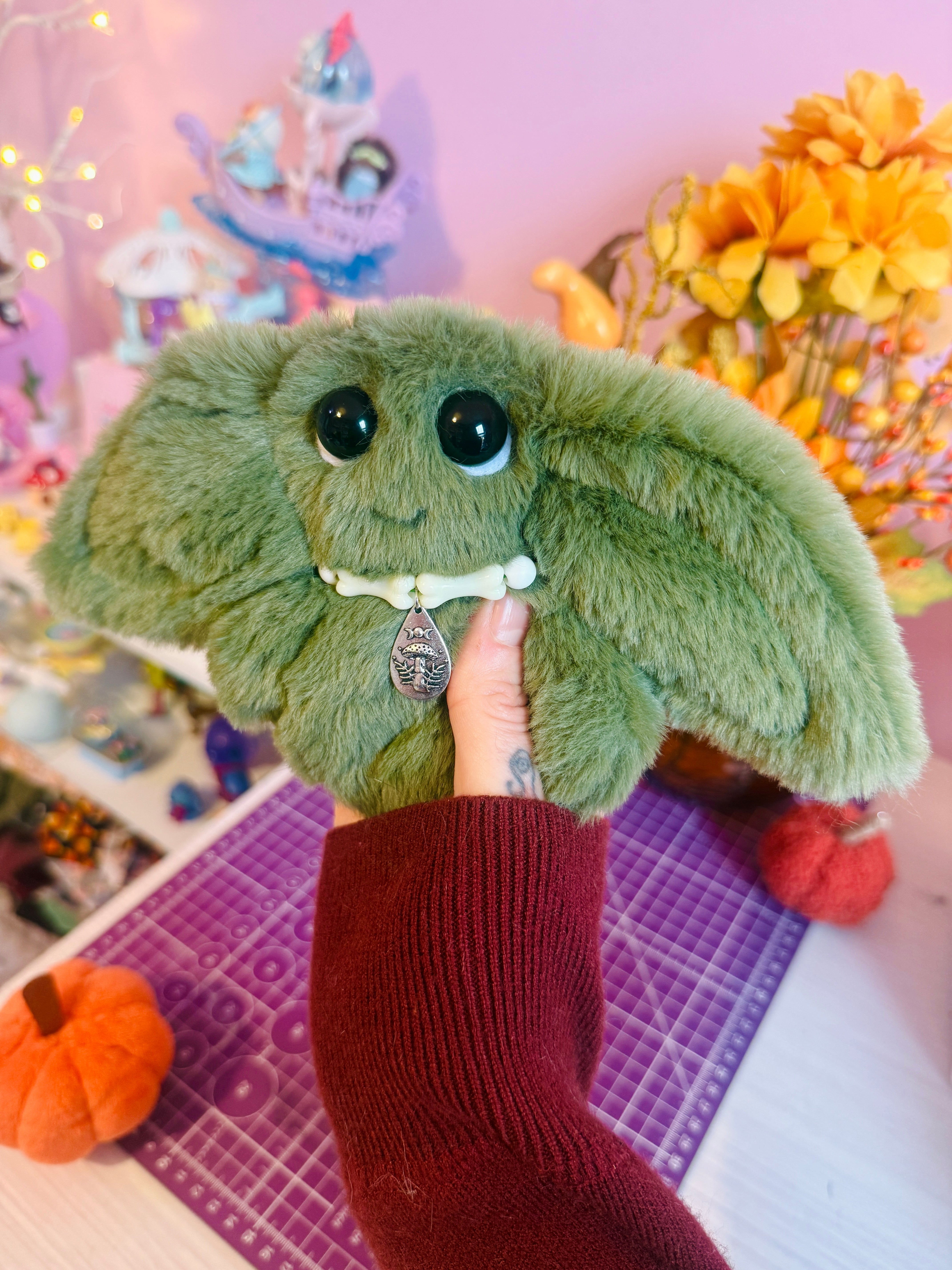 FOREST GOBLIN PALMPUFF (A) - Handmade Mini Luxury Weighted Doll