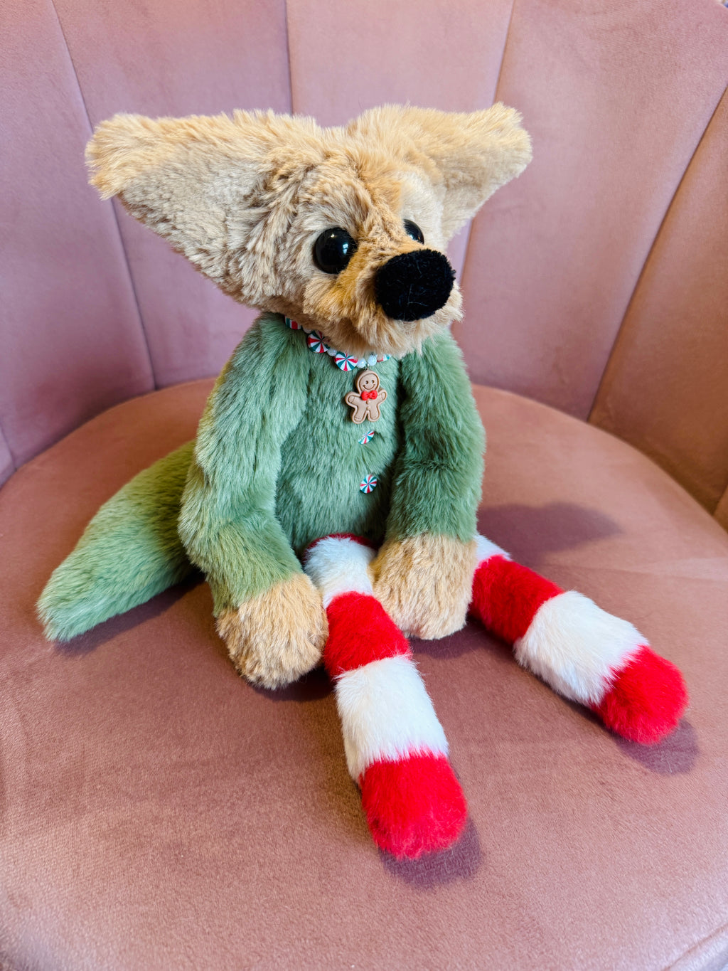 PEPPERMINT ELF FOX - Handmade Luxury Weighted Fox Doll