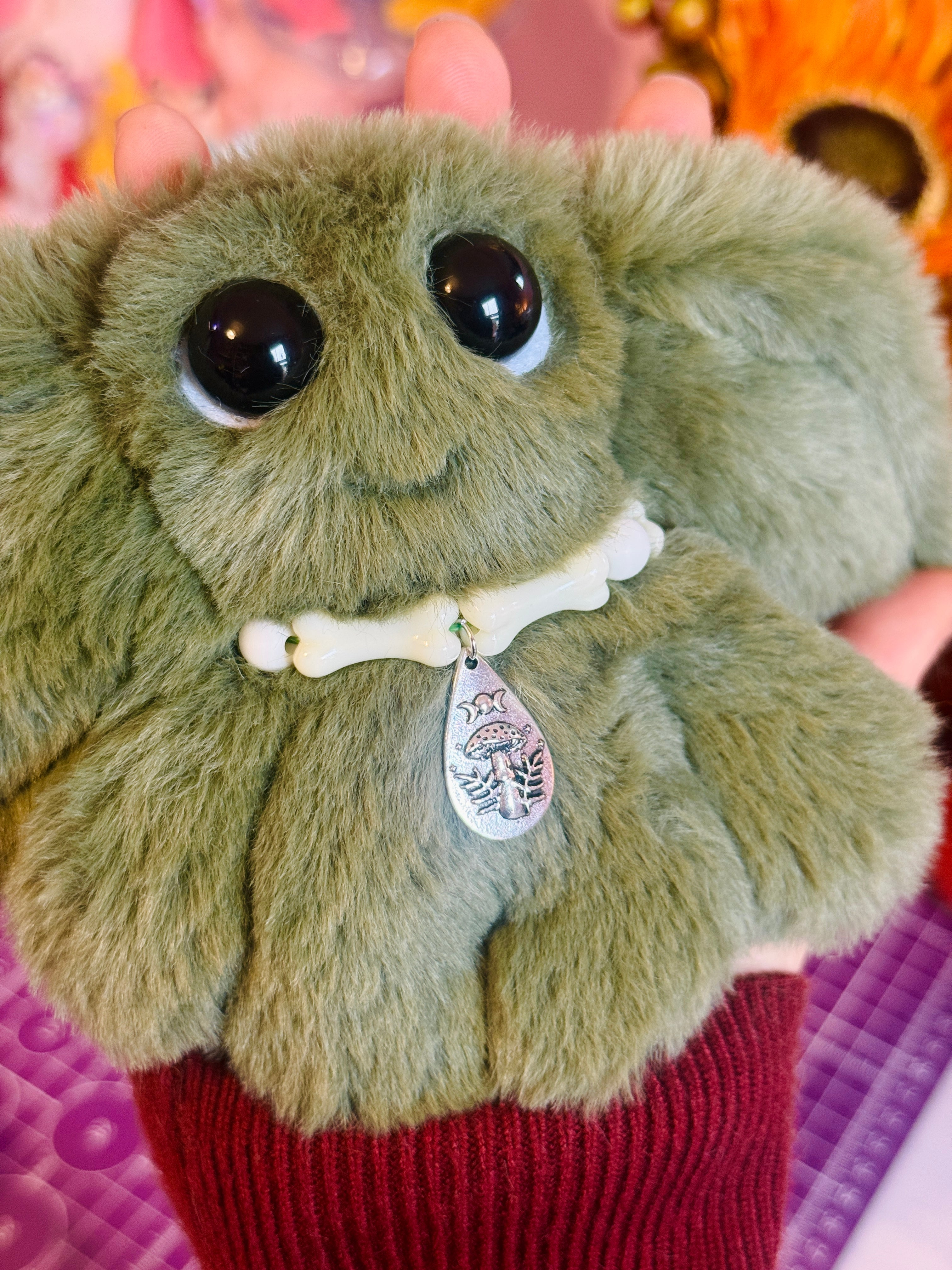 FOREST GOBLIN PALMPUFF (A) - Handmade Mini Luxury Weighted Doll