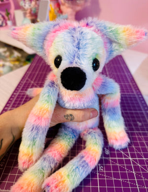 RAINBOW SHERBET FOX - Handmade Luxury Weighted Fox Doll