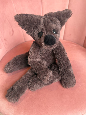 LARGE CURLY CHOCOLATE FOX - Handmade Luxury Weighted Plush Doll