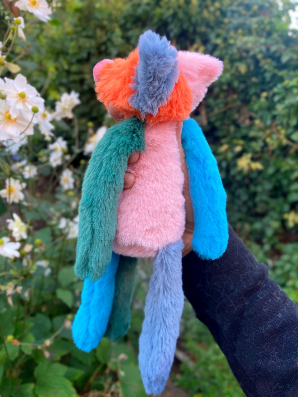 COLOUR BLOCK FOX - Handmade Luxury Weighted Plush Fluffy Fox Doll
